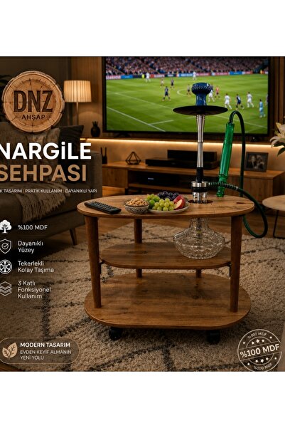 dnz DENİZ AHŞAP Zepla Nargile Sehpa, Nargile standı, Tekerlekli