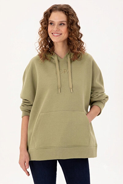 U.S. Polo Assn. US POLO ASSN Renkli Logo Detaylı Kısa Kapüşonlu Kadın Sweatshirt