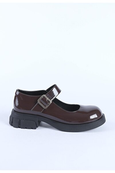 Hayati Arman Women's Top-Strapped Thick-Soled Ballerina Loafer Shoes Brown Pa...
