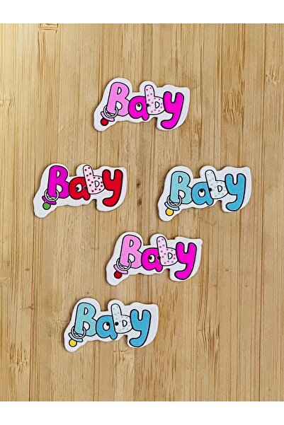 Kartopu Decorative Painted Wooden Baby Written Ornament Button 37 X 23 Mm. 5-...