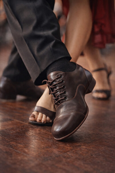 bitangosu Men's Bitter Brown Leather Lace-Up Classic, Ballroom, Tango, and Da...