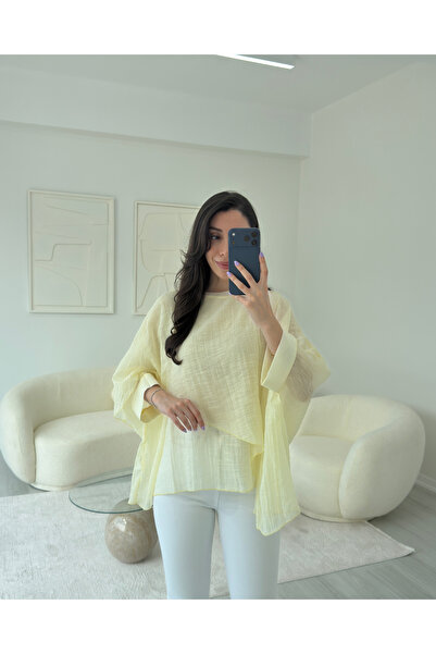 LUUNA STORE SARI UÇUŞAN PELERİN BLUZ
