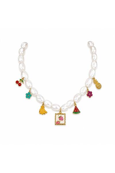 Hector&Co. Jewellery İnci Meyve Charm Kolye 316L Paslanmaz Çelik 14K Altın Ka...