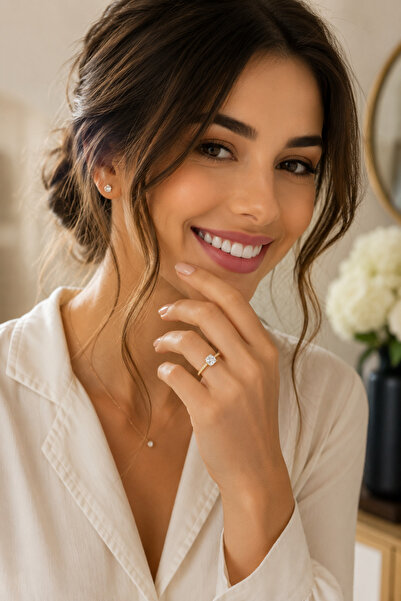 OEM 14K Gold Plated Women's Ring, Square Cushion Cut Zirconia, Elegant Solita...