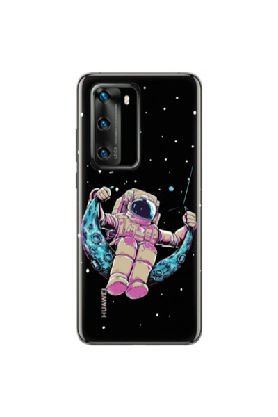 Other Huawei P40 Astronaut swinging on the moon Transparent Silicone TPU Θήκη