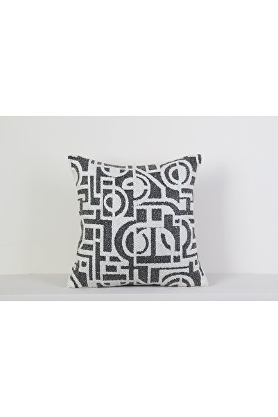NisanurTerzi Siyah Beyaz Geometrik Desenli Dekoratif Kırlent Kılıfı Modern Ta...