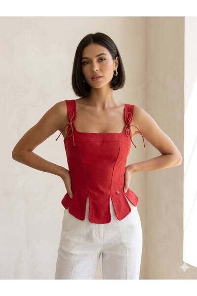 FH BUTİK İp Detaylı Corse Bluz Crop