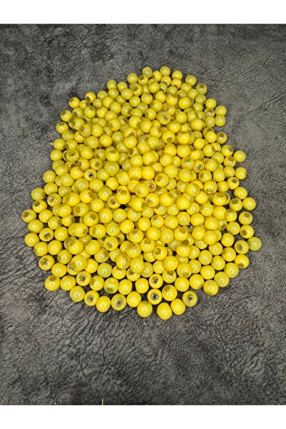 Mos Tespih 10 Gram 15 Adet Sarı Cam Boncuk 8mm Takı Boncuğu