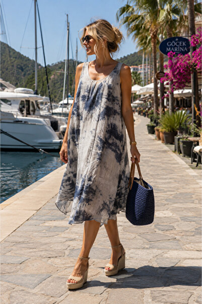 Hale Shop İtalyan Keten Kalın Askılı Elbise