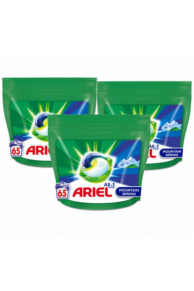 Ariel Professional All in 1 Pods Mountain Spring, 3 x 65 Washes, Laundry Dete...