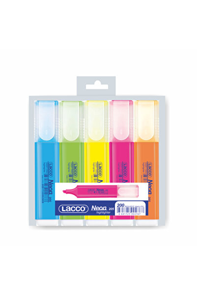 Lacco Neon Fosforlu Kalem - 5'li Set No:205