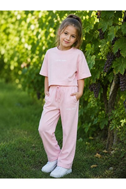 La ciel Paris Kız Çocuk Pembe Wide Leg Alt Üst Takım