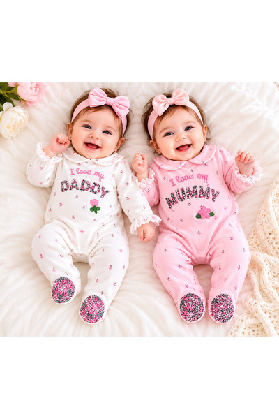 emir baby Newborn Baby Girl Romper Set with Embroidery Detail, Cotton Long Sl...