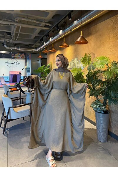 bybusgulce Diana Abaya Kumlu Krep Kumaş Standart Beden Tesettür Abaya