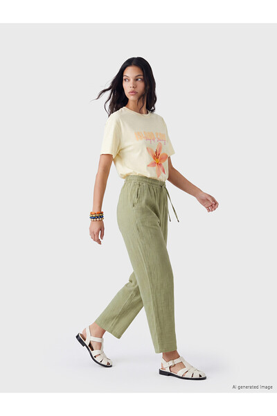 LC Waikiki Vizyon New Season Elastic Waist Muslin Women's Trousers