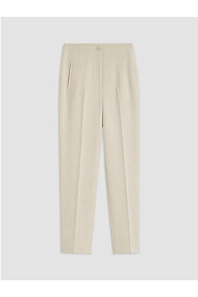 LC Waikiki Beige High Waist Cigarette Fit Women's Trousers
