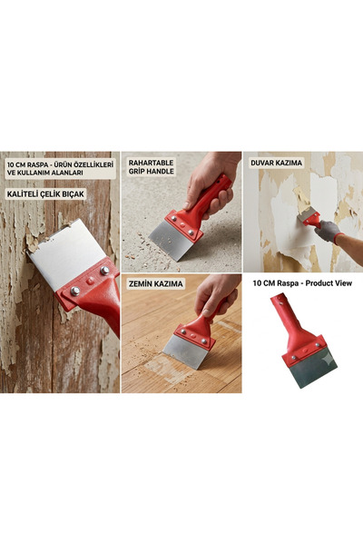EMİRHANNALBUR 10 CM Raspa - Kaliteli Çelik Bıçak, Rahat Sap - Çok Amaçlı Boya...