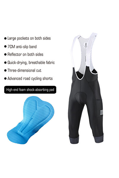Choice24 L Black Bib KEMALOCE Men Cycling 3/4 Pants Shorts Solid Blue/Black/G...