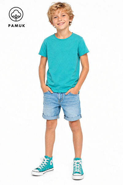 difa kids Boys and Girls Ripped Detailed Plain Short Sleeve Summer T-Shirt