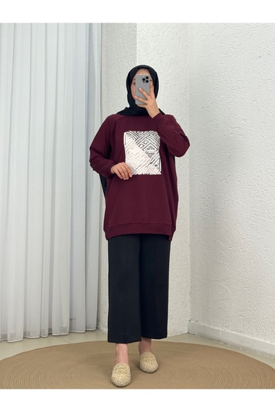 Holehola Akınay Printed and Embroidered Stitching Detail Sweatshirt-Eu2683 Cl...