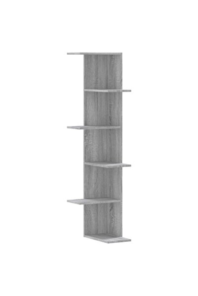 vidaxl Raft colțar perete gri sonoma 36,5x36,5x140cm lemn prelucrat