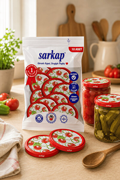 Sarkap Hijyenik Paketli 10'lu 82 mm Kapak - Domates Seri - Domates Biber