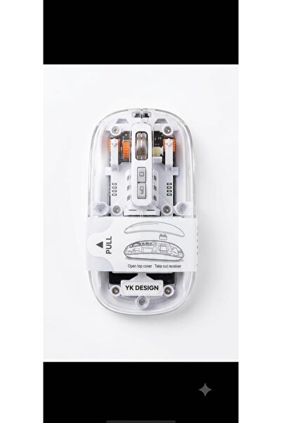 YK Design Çift Modlu Kablosuz Mouse - RGB LED'li, Şeffaf Tasarım, BT + USB Ba...