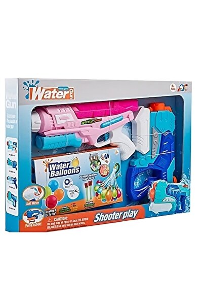 water Set 2 pistoale pentru copii, 6+ ani, cu baloane, 1x 600 ML Albastru, 1x...