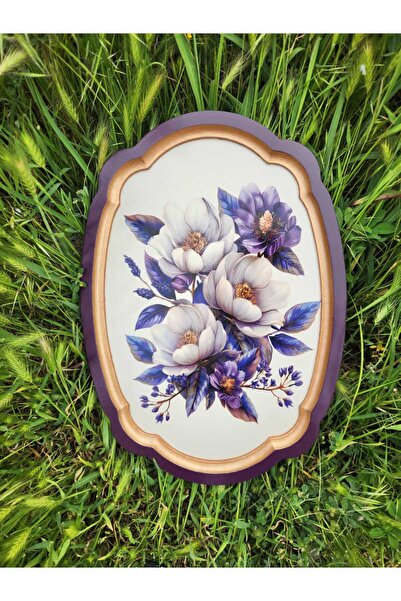 DERYA DESİNG ART Floral Patterned Hand-Painted Wooden Tea-Coffee Tray, Presen...