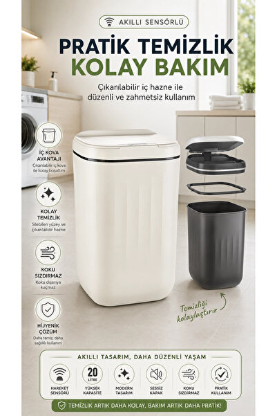 Eco Lounge Sensor-Operated, Motion-Activated Trash Can, Anti-Bacterial