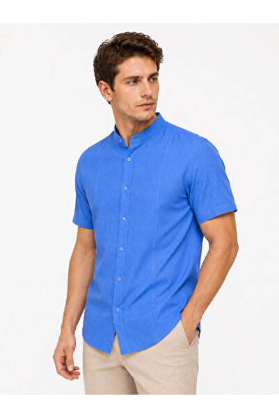 Bravis collection Slimfit Dar Kesim Kısakol Hakimyaka Keten Gömlek
