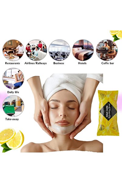 Maxcare LEMON Refreshing Towel, Pack of 50 Pcs - Premium Quality. Ideal for Gym, Salon, and Cooling