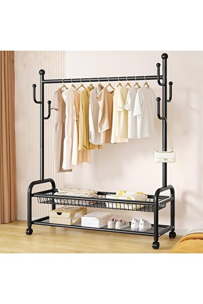 VmaxVision Metal Clothes Rack with Wheels, Portable Clothes Rack with Shelves...