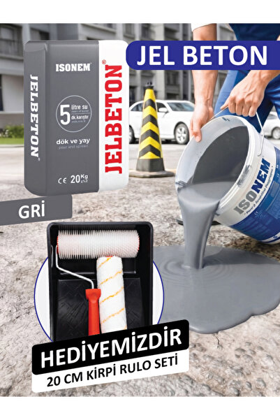 Isonem Jel Beton Kendinden Yayılan Zemin Kaplaması 20 kg - Gri (20 cm Kirpi R...