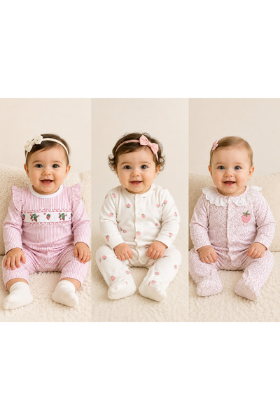 emir baby Mother Baby Newborn 3-Piece Combination Jumpsuit Set 100% Cotton Ba...