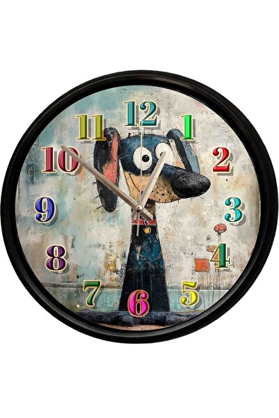Caseras Decorative Wall Clock with Cartoon Dog Design 28 cm Silent Mechanism