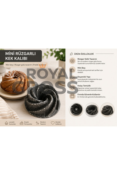 ROYALGROSS قالب كيك رمادي صغير من سلسلة شيف، قالب فرن من الجرانيت غير قابل لل...