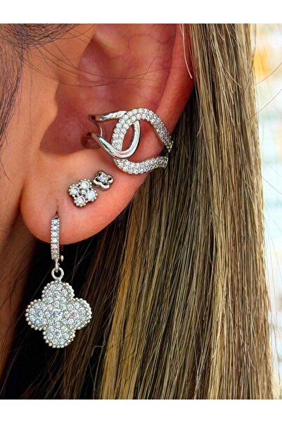 ANKA JEWELLRY Steel Zircon Stone Four Leaf Clover Hanging Women's Earrings