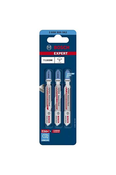 Bosch Expert Stainless Steel T118 EHM Jigsaw Blades, 3 pcs, 1.4 mm pitch, 83 mm