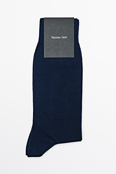 Massimo Dutti Pamuk karışımlı düz örgü çorap