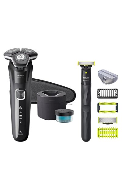 Philips Seria 5000 S5898/79 Set de bărbierit + OneBlade, Utilizare umedă și u...