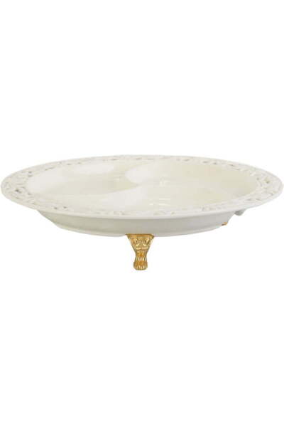 Goliat Farfurie ceramică cu compartimente pe piciorușe aurii 24 cm - Colecția...