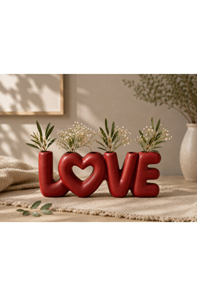 farist مزهرية بتصميم LOVE الزخرفي - إنتاج طباعة ثلاثية الأبعاد - 20x8x3 سم