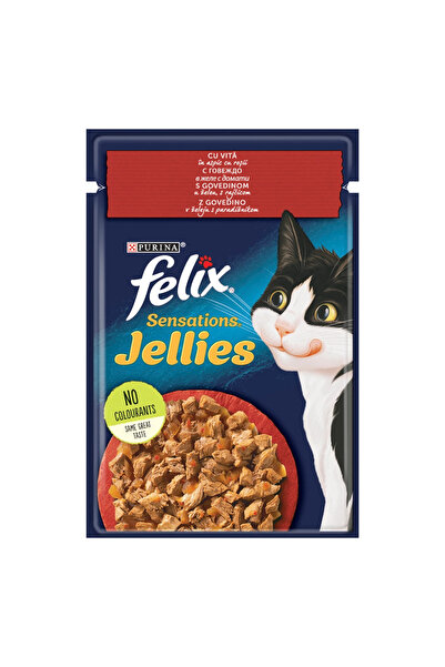 Felix Hrană umedă pentru pisici Purina Sensations, Vită cu roșii în aspic, 26...