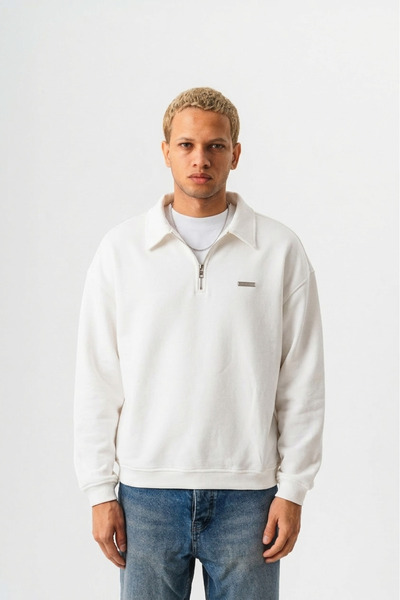Yarım Fermuarlı Basic Sweatshirt
