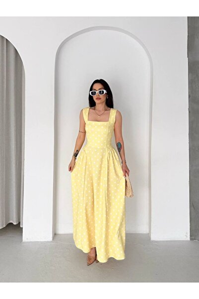 Bella Breeze Rochie midi cu guler pătrat cu imprimeu cu buline Rochie elegant...