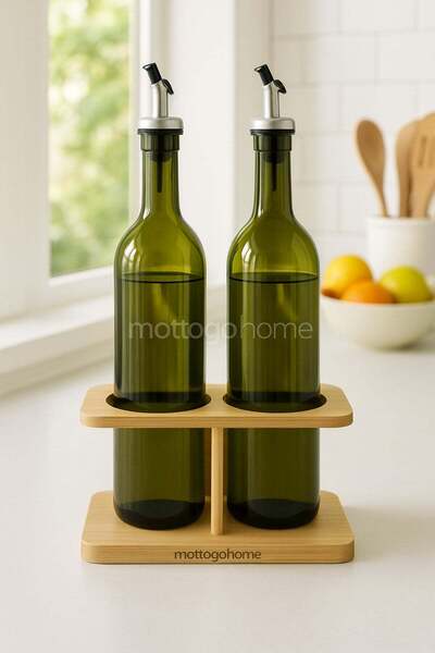 DİLAY HOME Natural Bamboo Oil Pot Stand