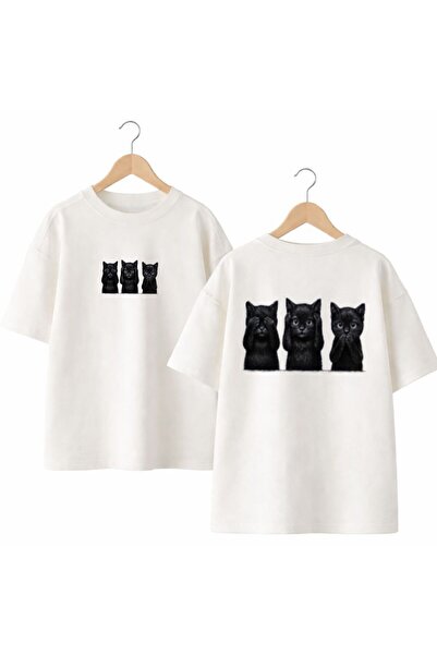 playwear تي شيرت بطبعة القطط على الظهر والصدر الأمامي من I Didn't See It I Di...