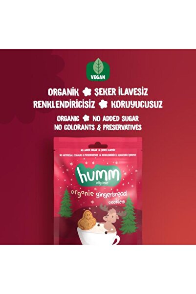 Humm Organic Organik Vegan Zencefilli ve Tarçınlı Kurabiye - 3 adet