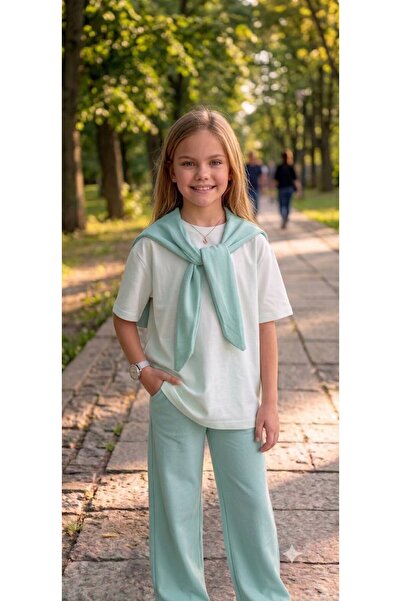 ESKİŞEHİR YUMURCAK Girl's Tie-Dye Detailed Top and Bottom Set